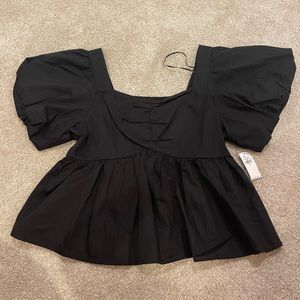 Black Puff Sleeve Top